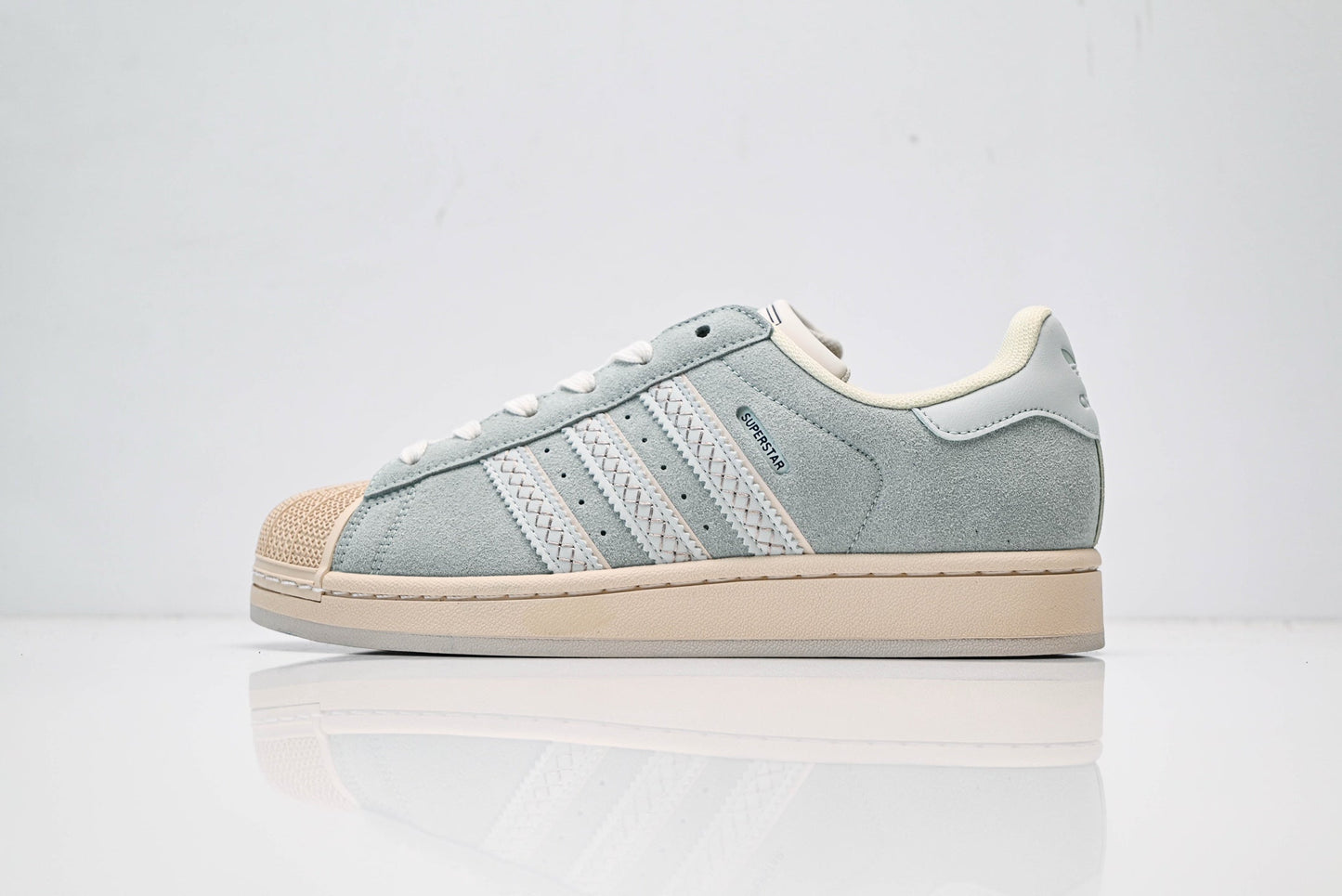 adidas Originals Superstar – Mint Green Suede Upper with Beige Shell Toe