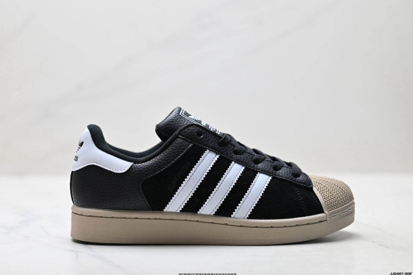 adidas Originals Superstar — Black Mix-Material & Beige | Shell Toe