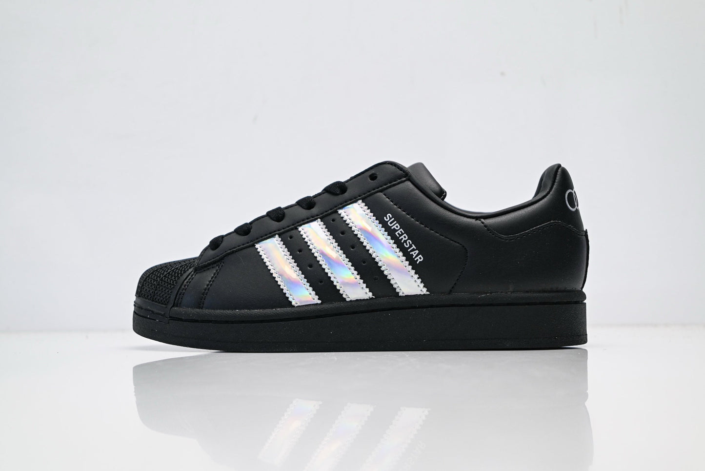 adidas Originals Superstar Black Iridescent Holographic 3‑Stripes Shell Toe Sneaker