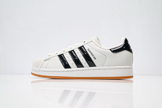 adidas Originals Superstar – Off-White Upper with Black Patent Accents & Gum Sole