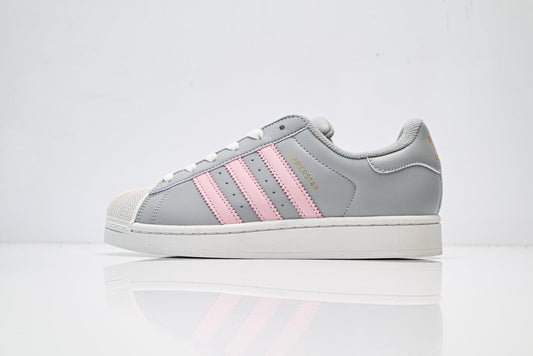 adidas Originals Superstar — Light Gray & Pink 3-Stripes | Off-White Shell Toe