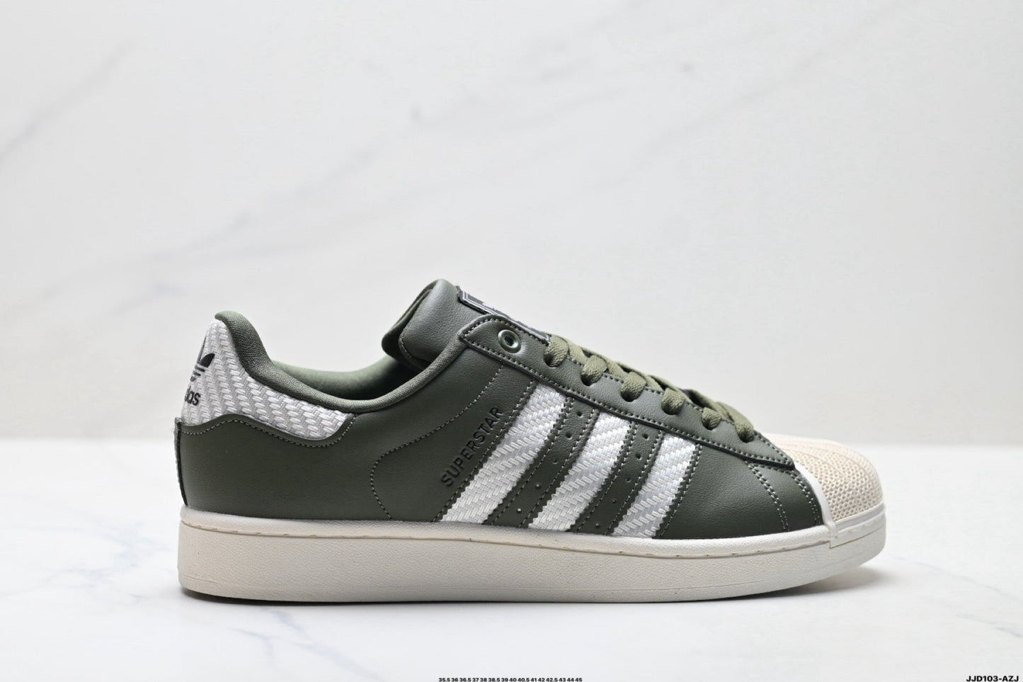 adidas Originals Superstar — Olive Green & Off-White Woven | Shell Toe