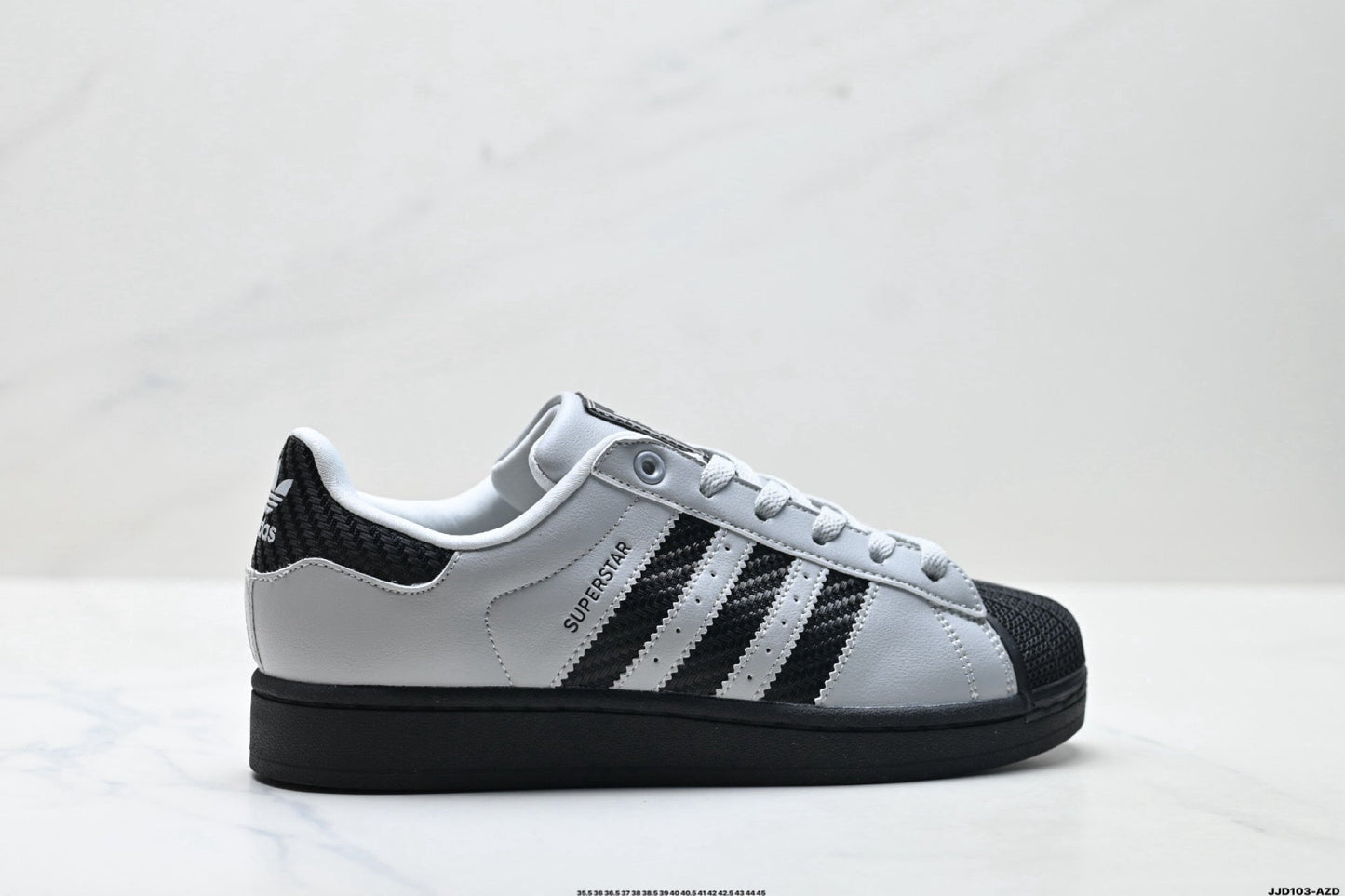 adidas Originals Superstar — Light Grey & Black Woven | White Shell Toe
