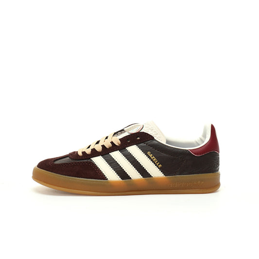 Adidas Originals Gazelle Indoor Dark Brown Off-White Burgundy Gum Suede Sneaker