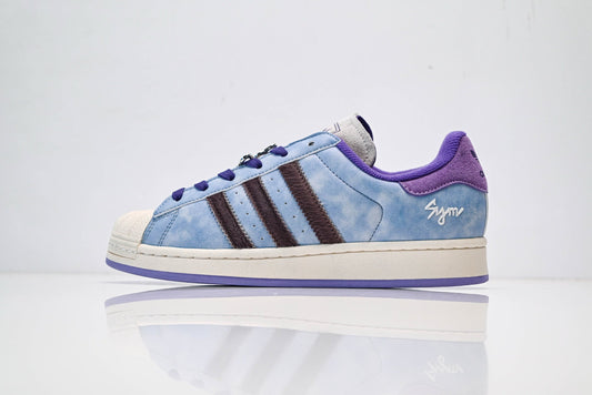 adidas Originals Superstar – Symmetric Blue Tie-Dye Upper with Purple & Brown Accents