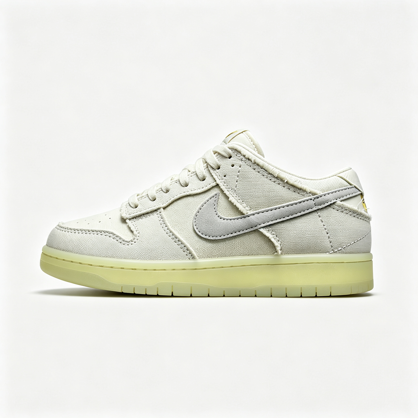 Nike Dunk Low Sneakers – Cream / Off-White | Frayed Canvas & Translucent Sole