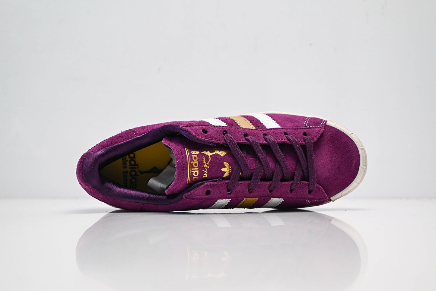 adidas Originals Superstar × Wales Bonner – Purple Suede Upper with White 3-Stripes & Gold Detail