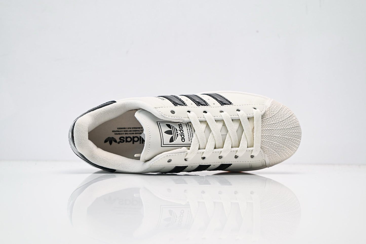 adidas Originals Superstar – Off-White Upper with Black Patent Accents & Gum Sole
