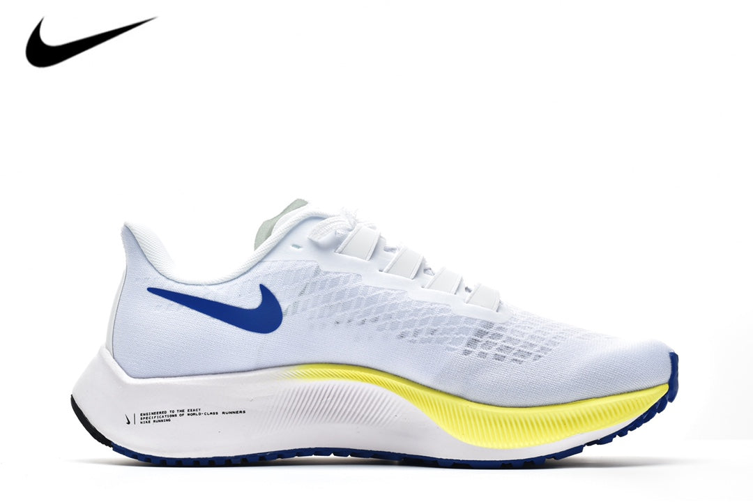 Nike Air Zoom Pegasus 37 – White / Racer Blue / Yellow Strike Mesh Running Sneakers