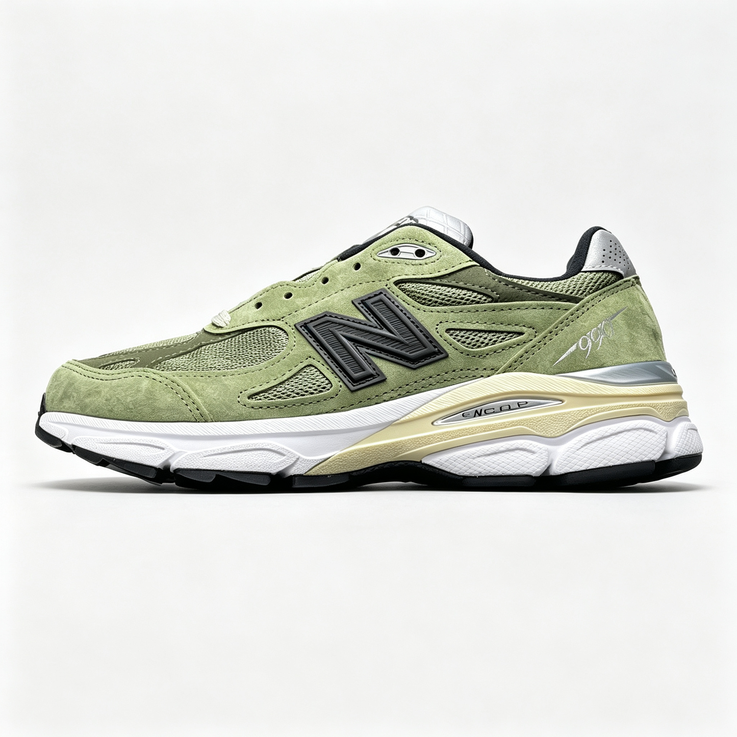 JJJJound x New Balance 990v3 Sneakers — Olive / Black
