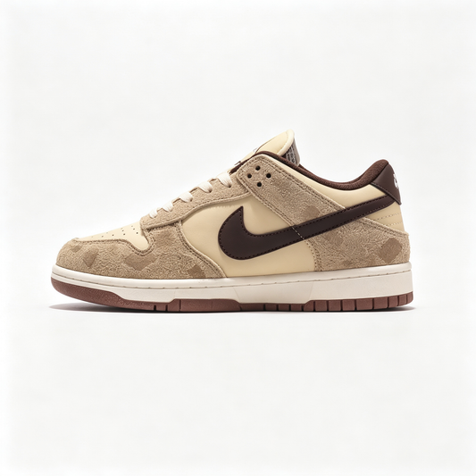 Nike Dunk Low 'Leopard' – Cream Beige & Dark Brown Suede Sneakers