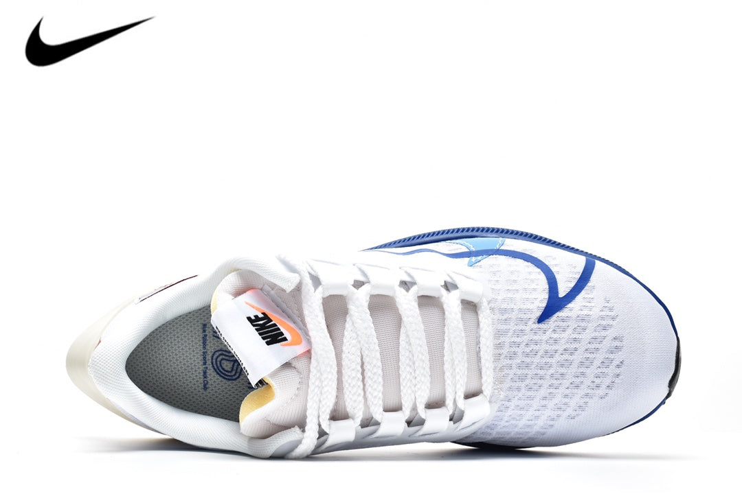 Nike Air Zoom Pegasus 37 – White / Blue / Red Mesh Running Sneakers