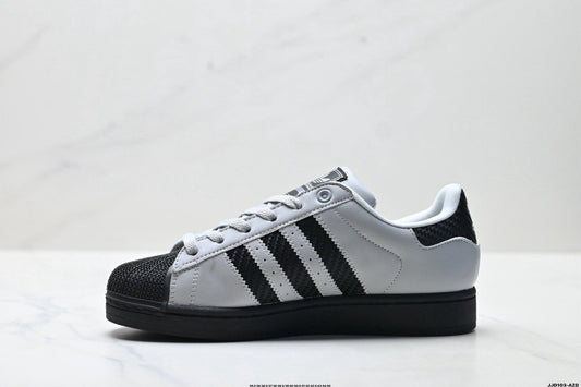 adidas Originals Superstar — Light Grey & Black Woven | White Shell Toe