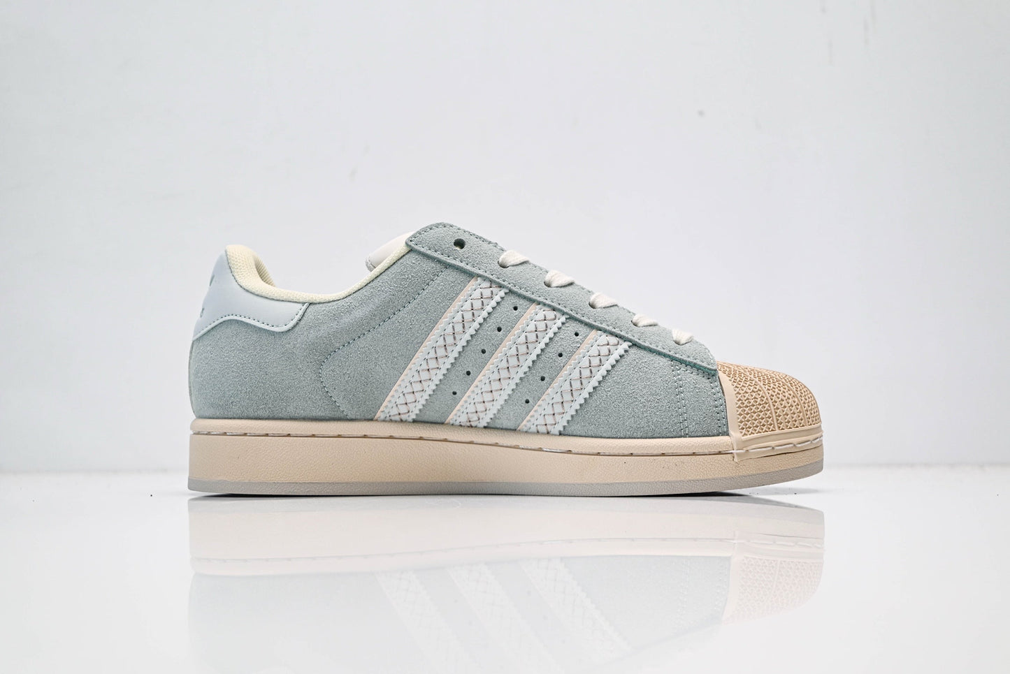 adidas Originals Superstar – Mint Green Suede Upper with Beige Shell Toe