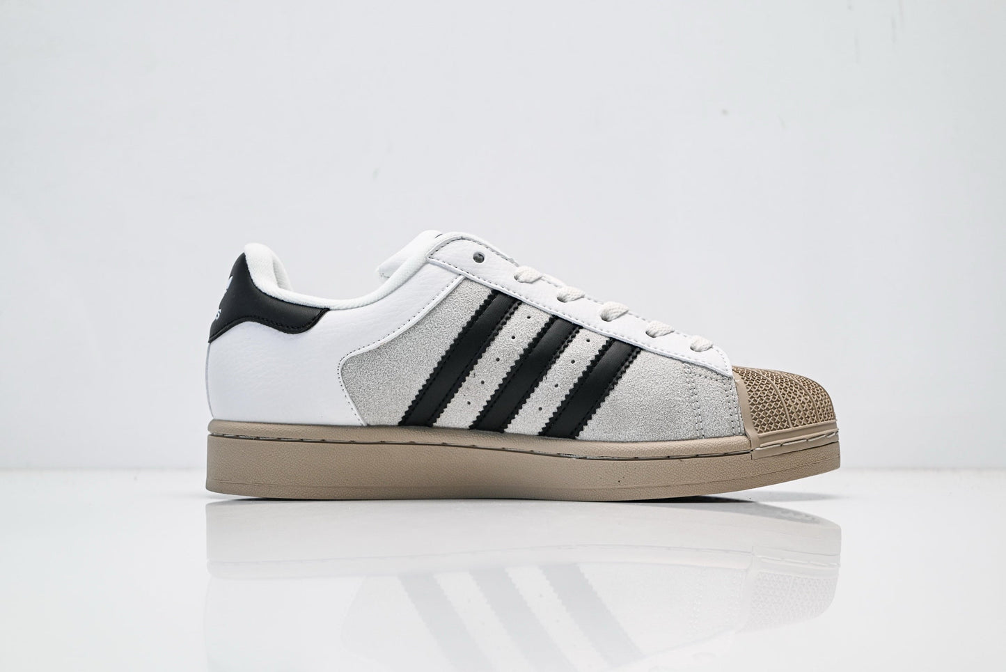 adidas Originals Superstar — White Grey Suede Mix & Black Beige | Shell Toe