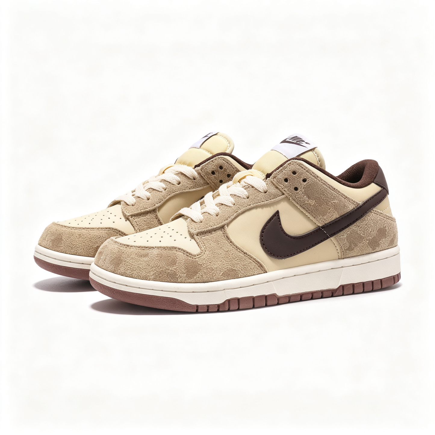 Nike Dunk Low 'Leopard' – Cream Beige & Dark Brown Suede Sneakers