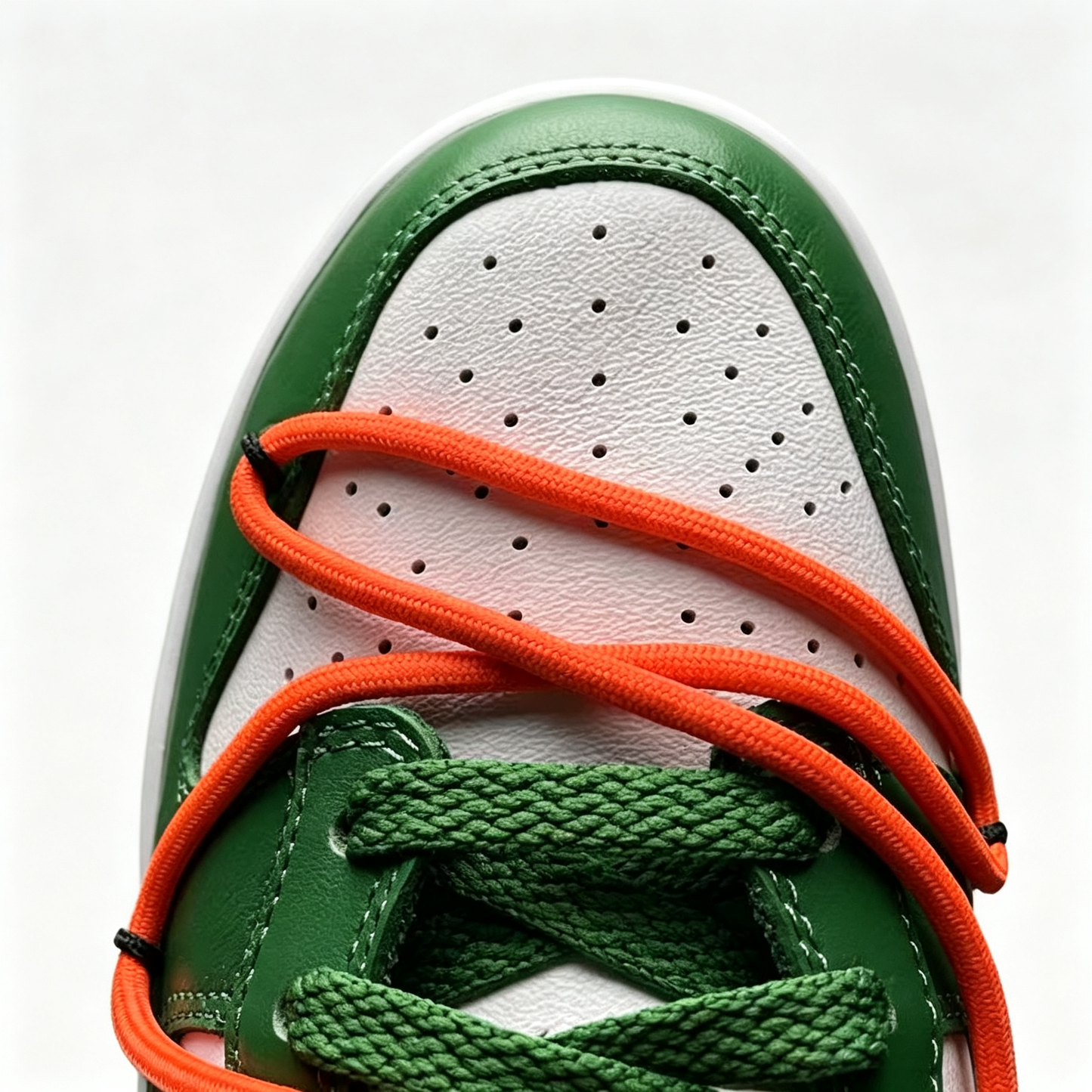 Nike Dunk Low Sneakers – White / Green / Orange | Lace-Lock Tag Detail