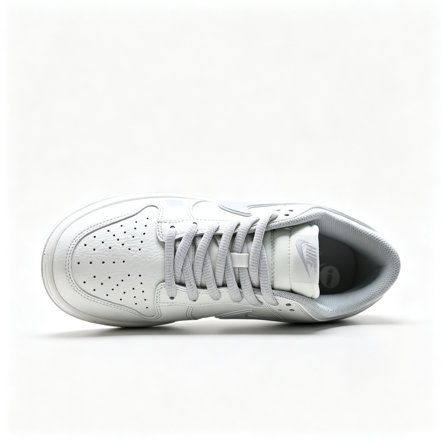 Nike Dunk Low 'Light Grey Swoosh' – White Leather Low-Top Sneakers