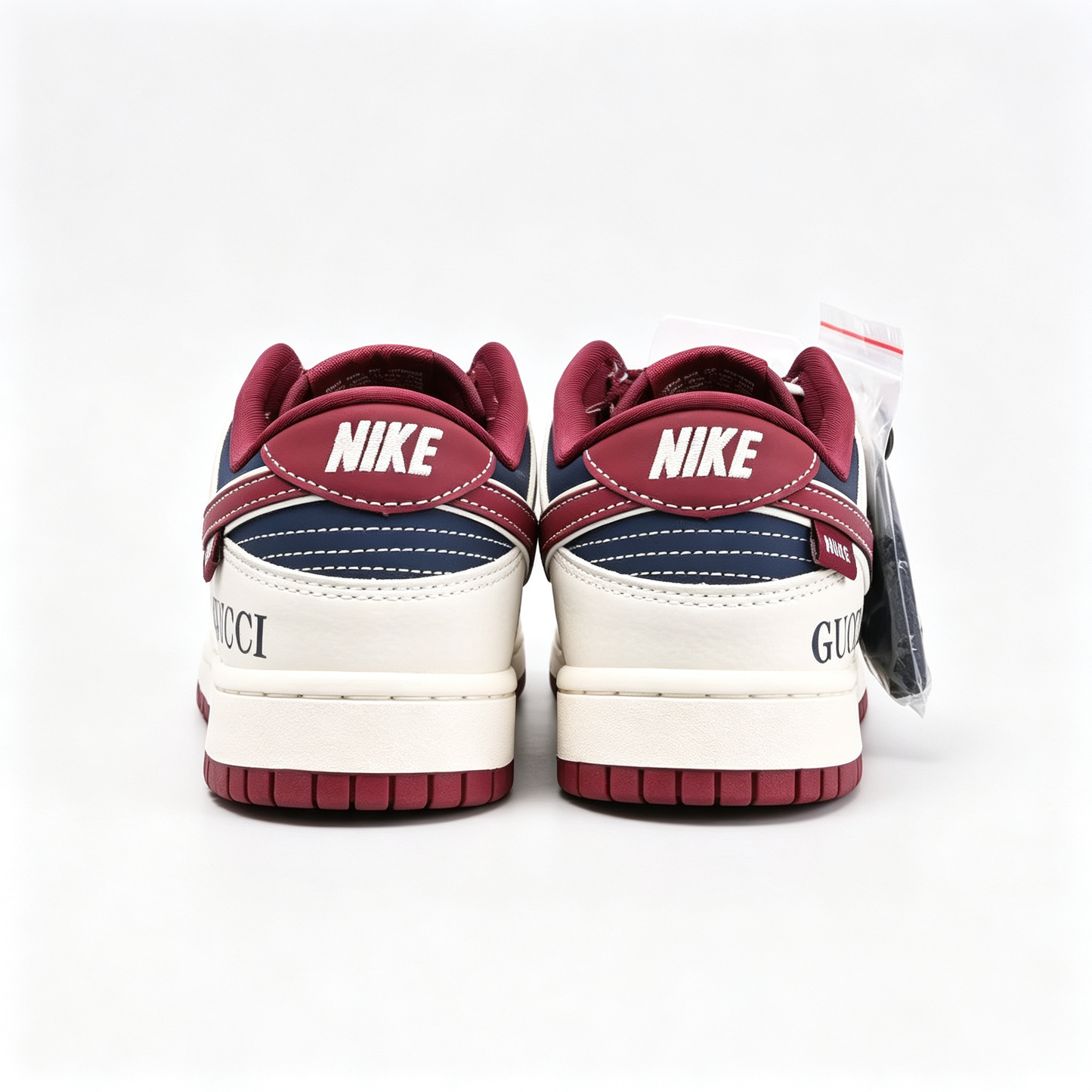Nike Dunk Low Custom | Off-White Navy & Burgundy GG Print Low-Top Sneakers