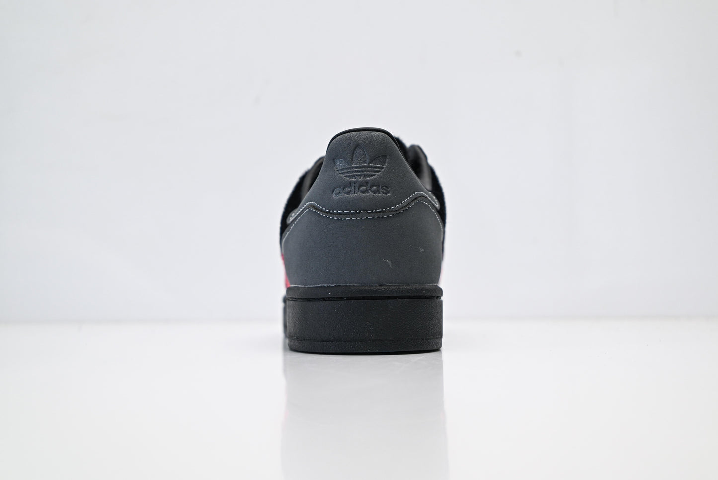 adidas Originals Superstar – Dark Gray & Black Faux Fur with Bright Red 3-Stripes Shell Toe