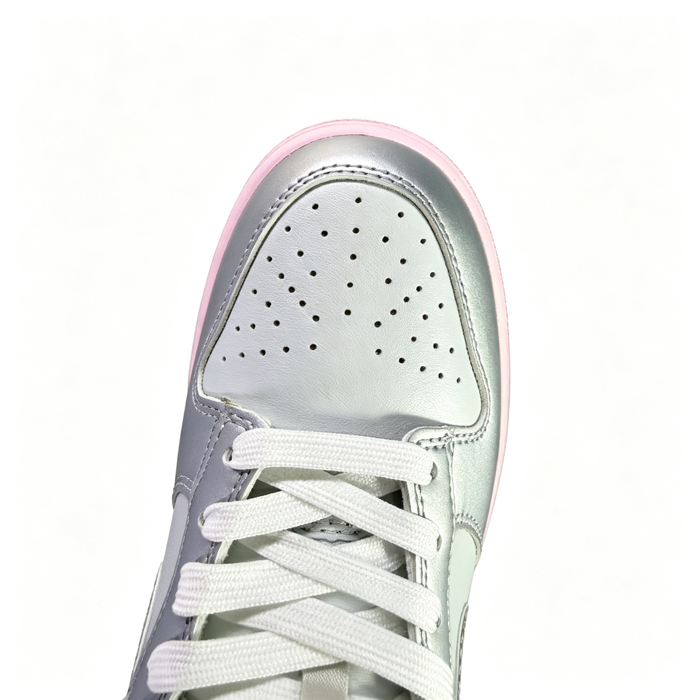 Nike Dunk Low Women's — Metallic Silver / Black Patent / Pink Outsole