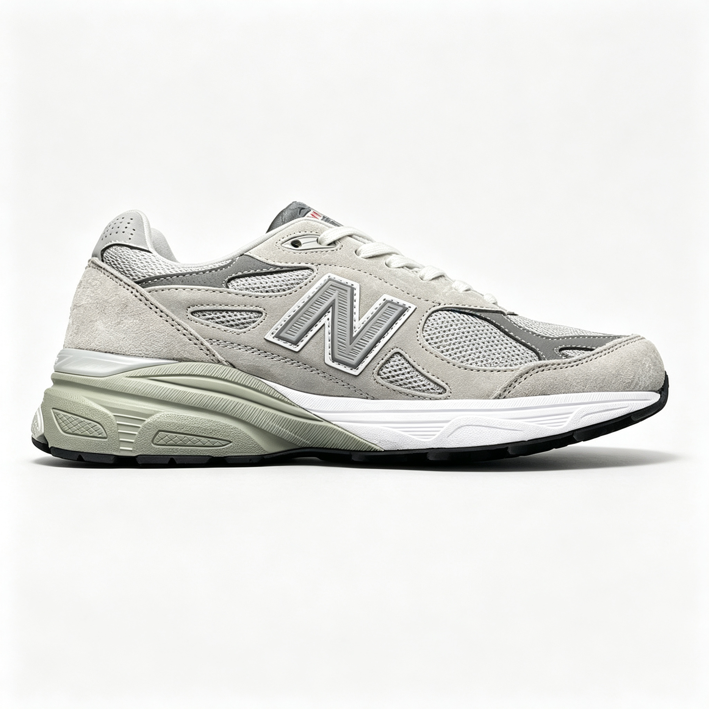 JJJJound x New Balance 990v3 Sneakers — Light Grey / Olive