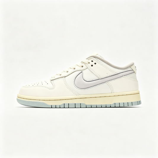 Nike Dunk Low — Cream / Off-White / Light Grey Swoosh / Pale Blue Outsole