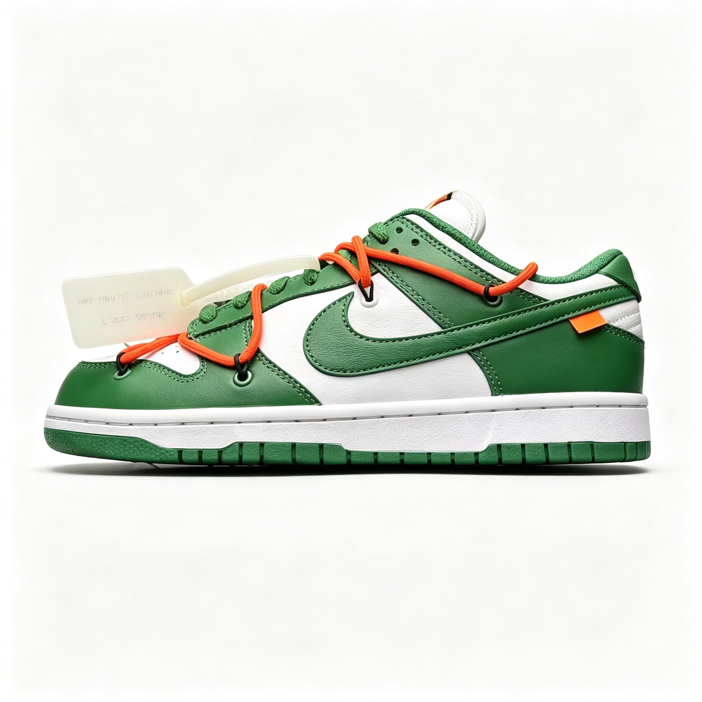 Nike Dunk Low Sneakers – White / Green / Orange | Lace-Lock Tag Detail