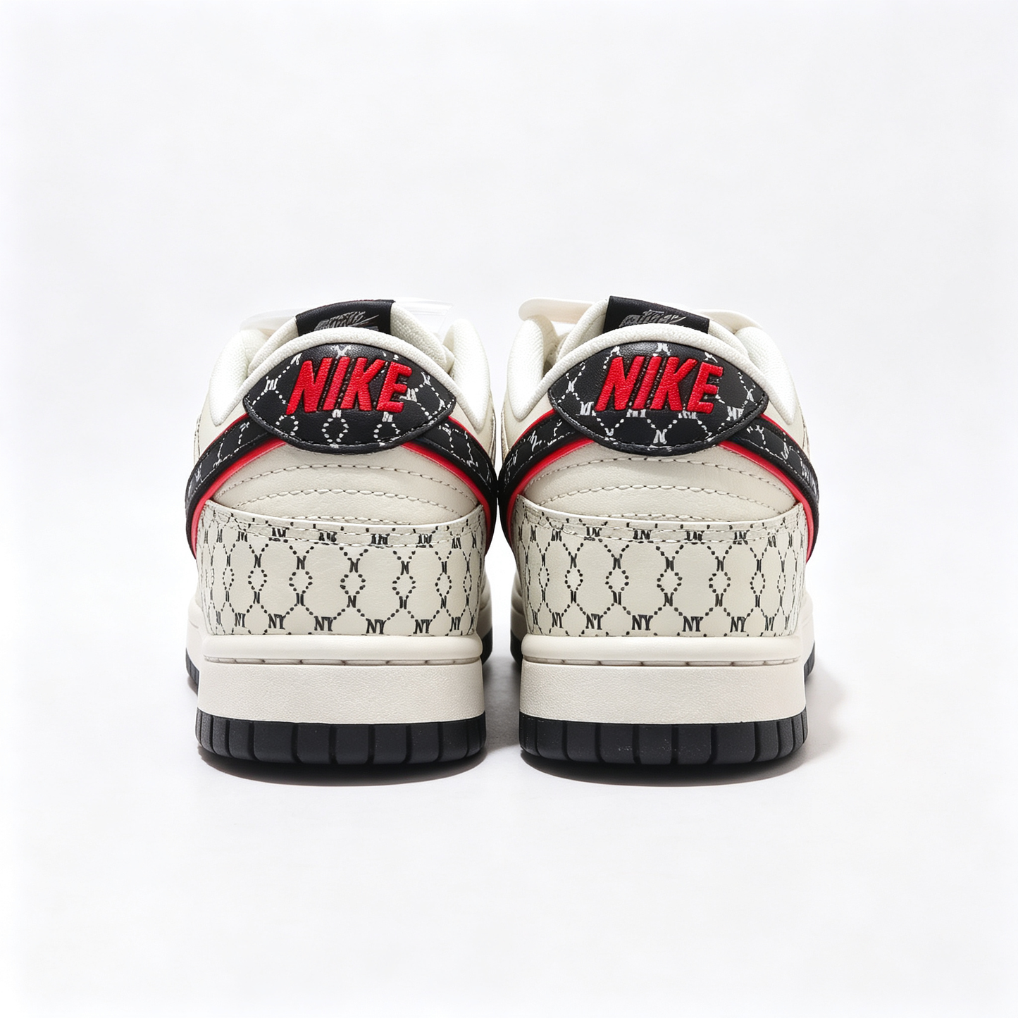 Nike Dunk Low 'Monogram' – Custom Cream Off-White & Black with Red Outline Sneakers