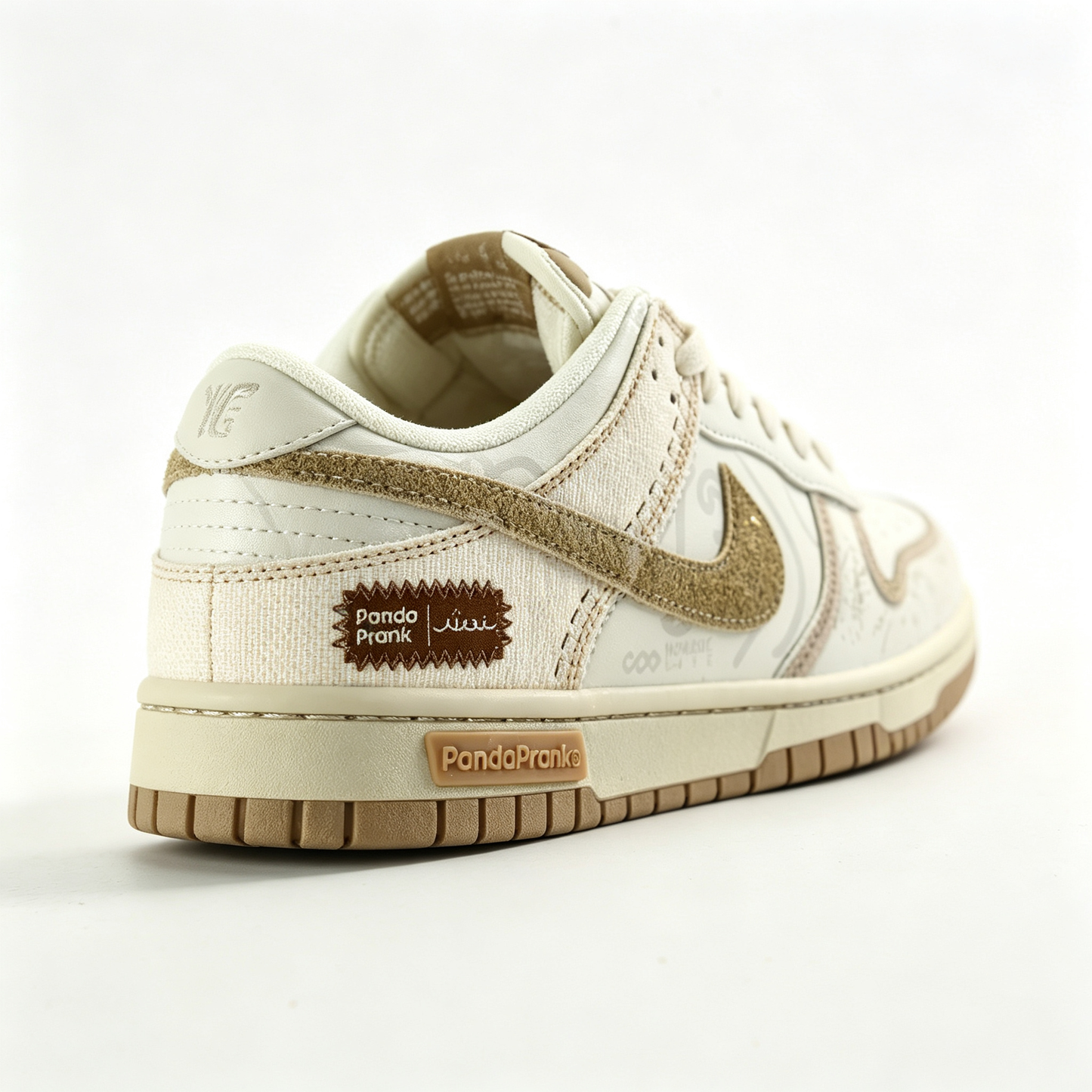 Nike Dunk Low Custom — Cream / Off-White / Beige Canvas / Metallic Gold Swoosh