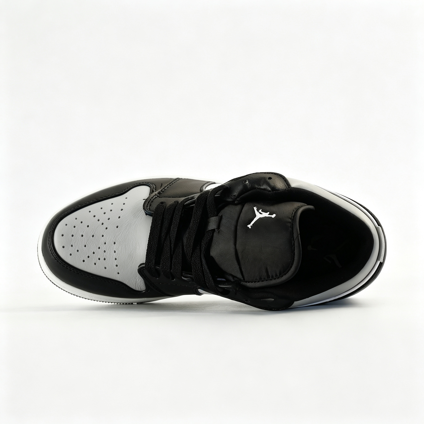 Air Jordan 1 Low 'Black & Light Grey' – White Leather Low-Top Sneakers