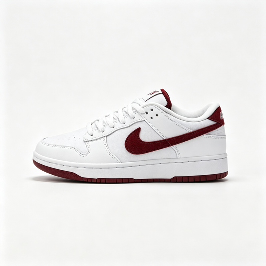 Nike Dunk Low 'White / Team Red' – Suede Swoosh Low-Top Sneakers