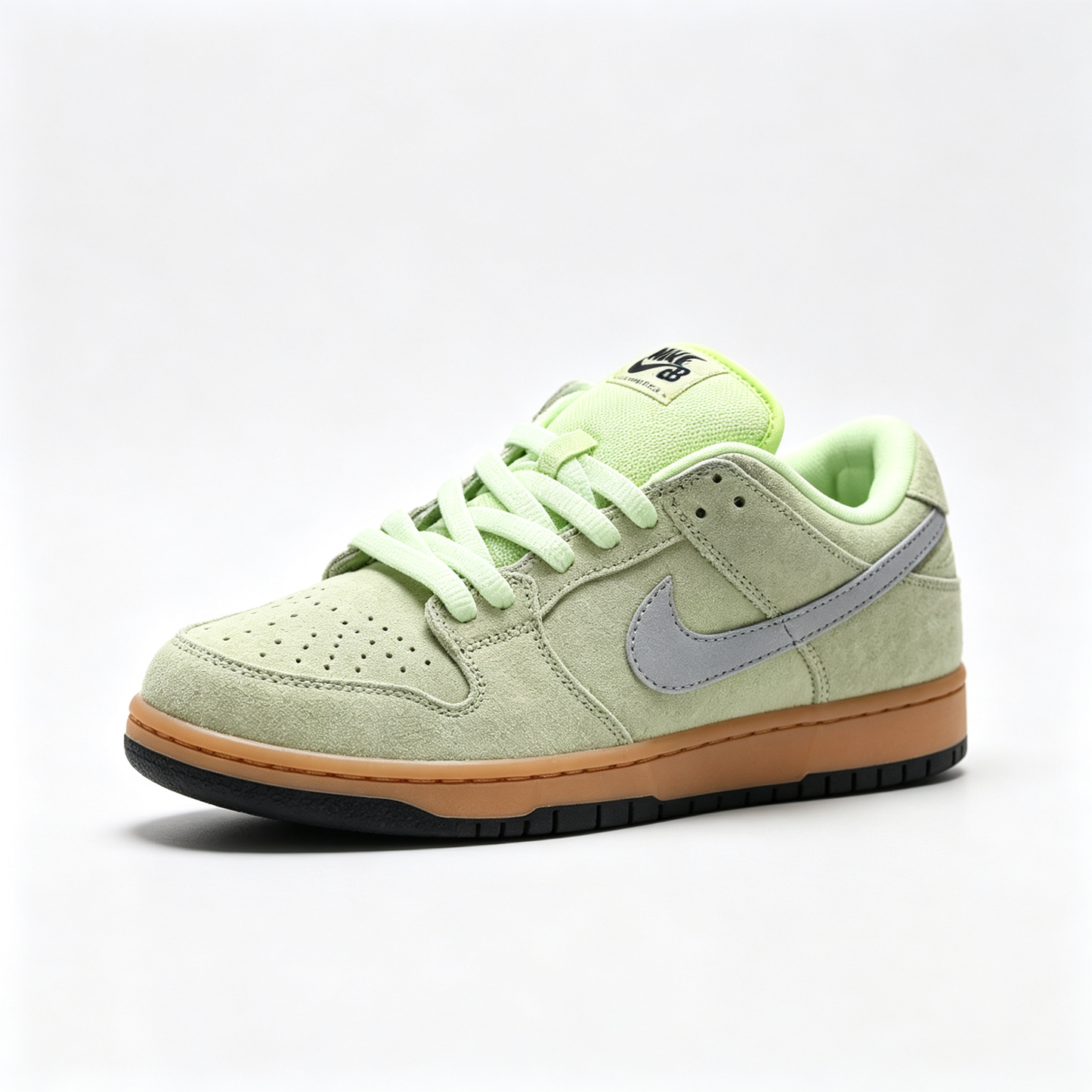 Nike Dunk Low — Pale Lime Green Suede / Gum Bottom