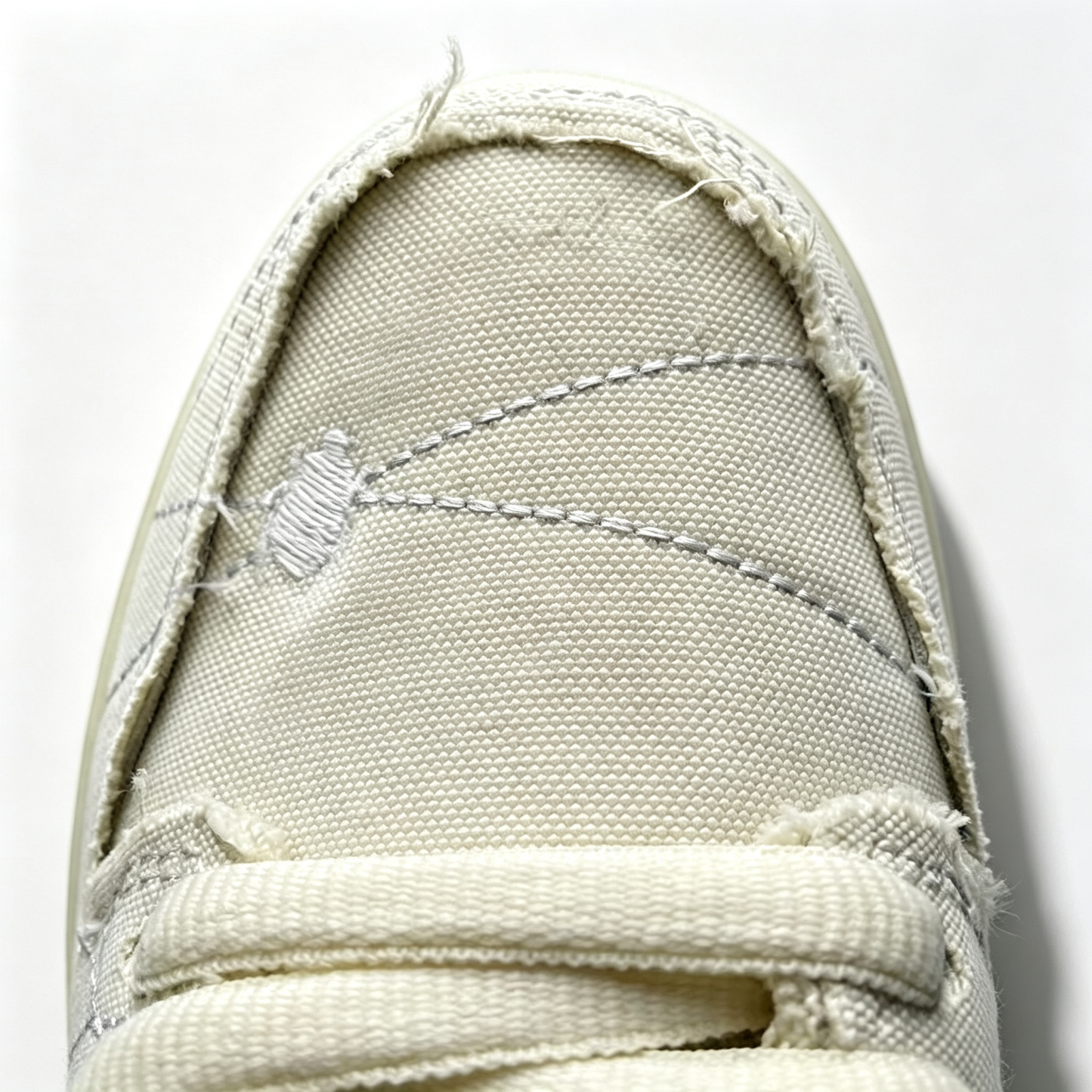 Nike Dunk Low Sneakers – Cream / Off-White | Frayed Canvas & Translucent Sole
