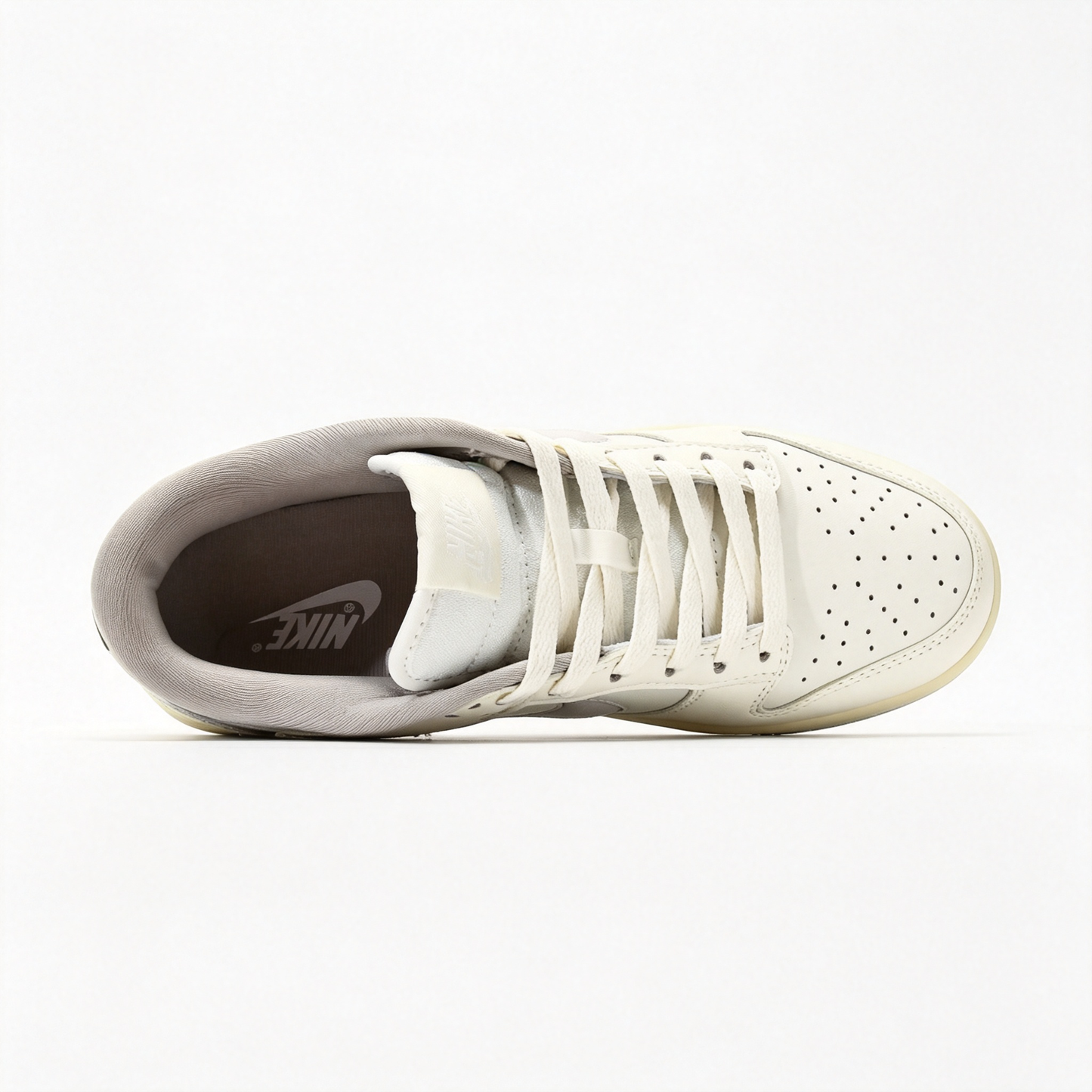 Nike Dunk Low — Cream / Off-White / Light Grey Swoosh / Pale Blue Outsole