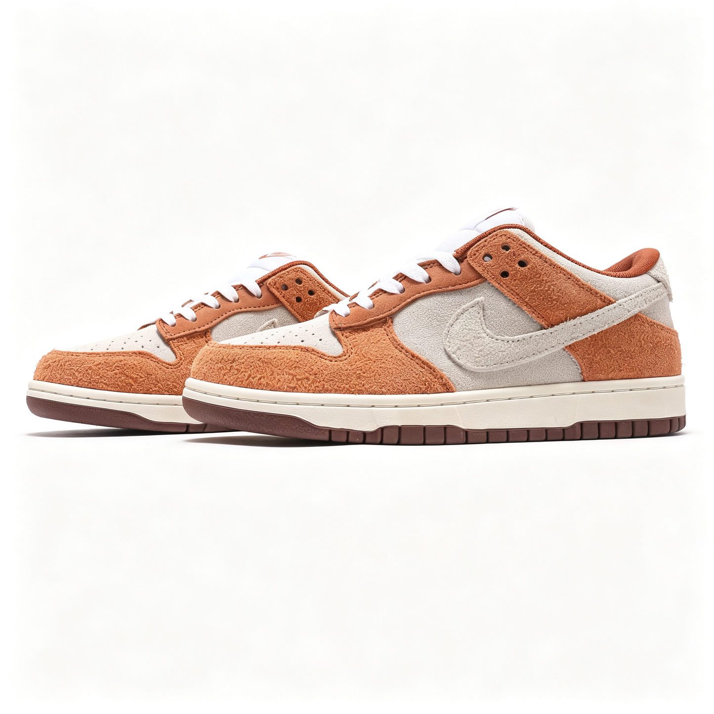 Nike Dunk Low — Off-White x Rust Orange / Dark Brown Suede