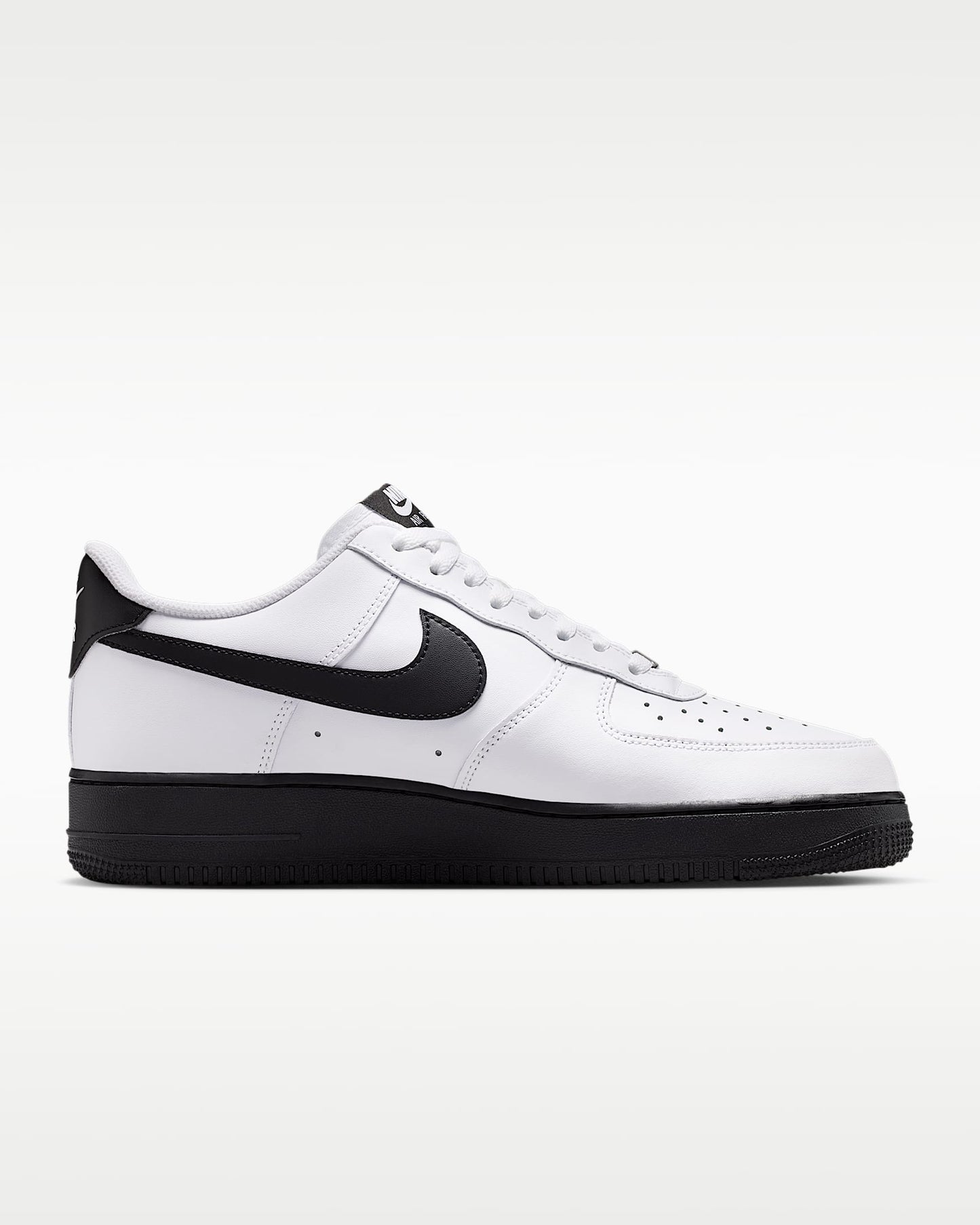 Nike Air Force 1 '07 White Black Swoosh Black Outsole Sneakers