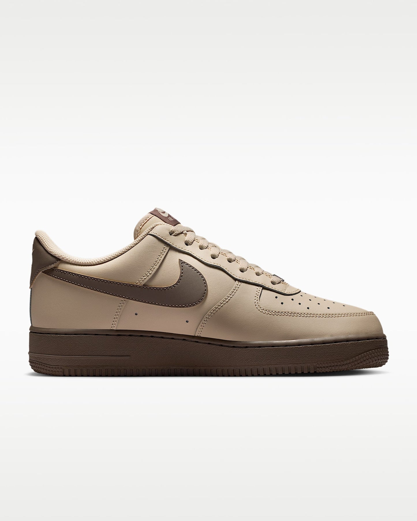 Nike Air Force 1 '07 Beige Dark Brown Swoosh Sneakers