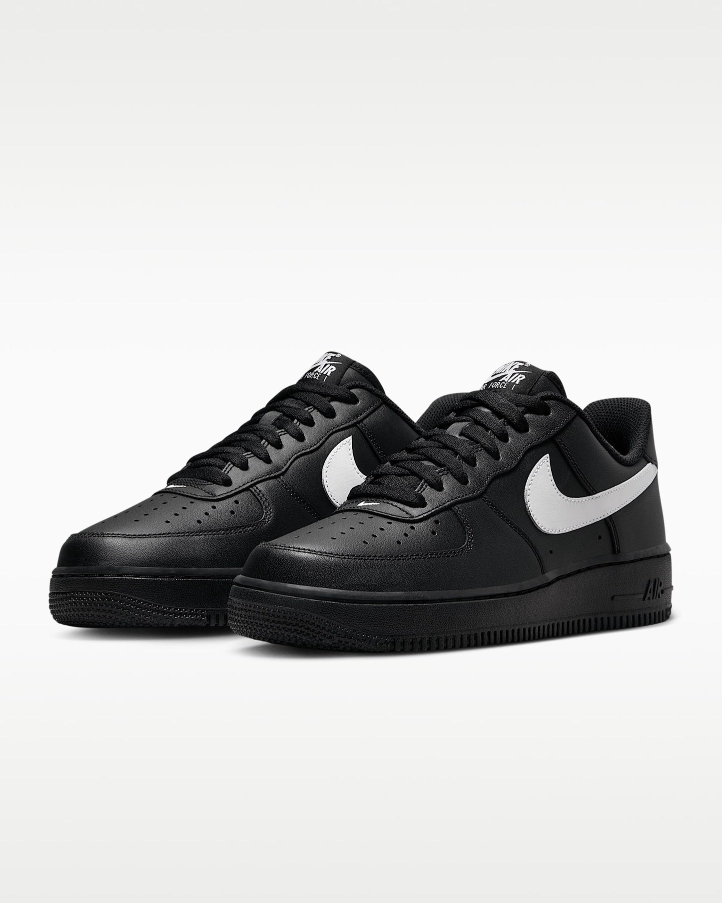 Nike Air Force 1 '07 Black Leather White Swoosh Sneakers