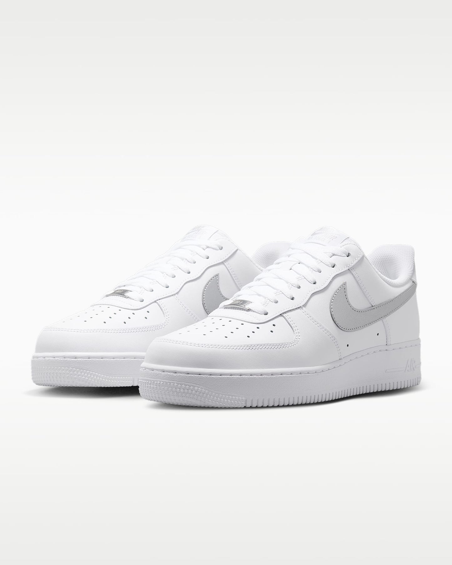 Nike Air Force 1 '07 White Silver Swoosh Sneakers