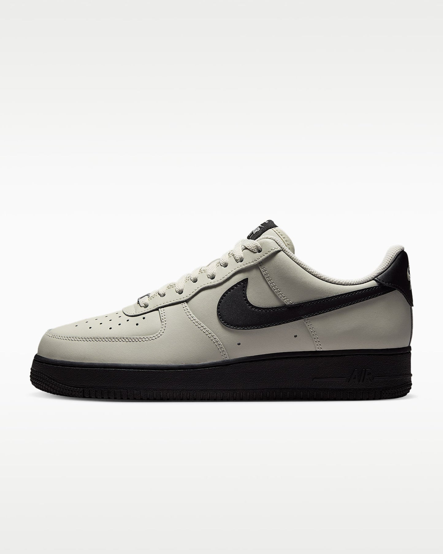 Nike Air Force 1 '07 Light Bone Black Swoosh Sneakers