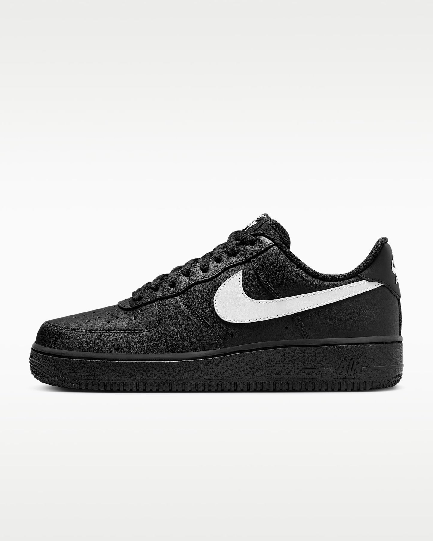 Nike Air Force 1 '07 Black Leather White Swoosh Sneakers