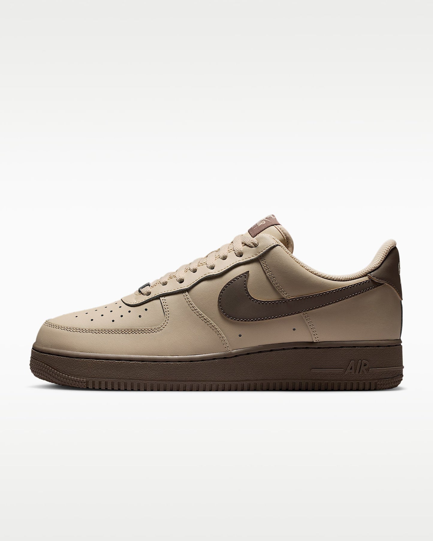 Nike Air Force 1 '07 Beige Dark Brown Swoosh Sneakers