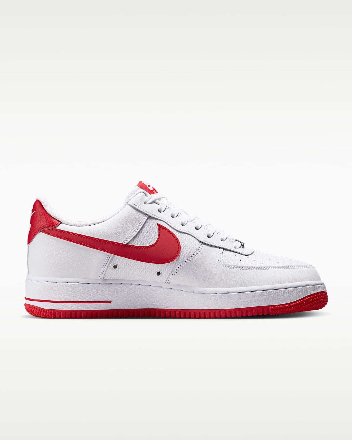 Nike Air Force 1 '07 White Red Swoosh Red Outsole Sneakers