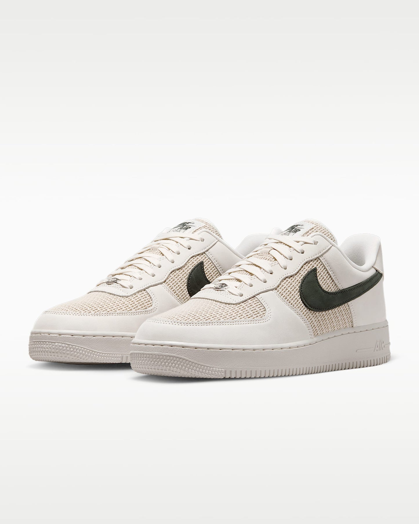 Nike Air Force 1 '07 Sail and Dark Green Mesh Sneakers