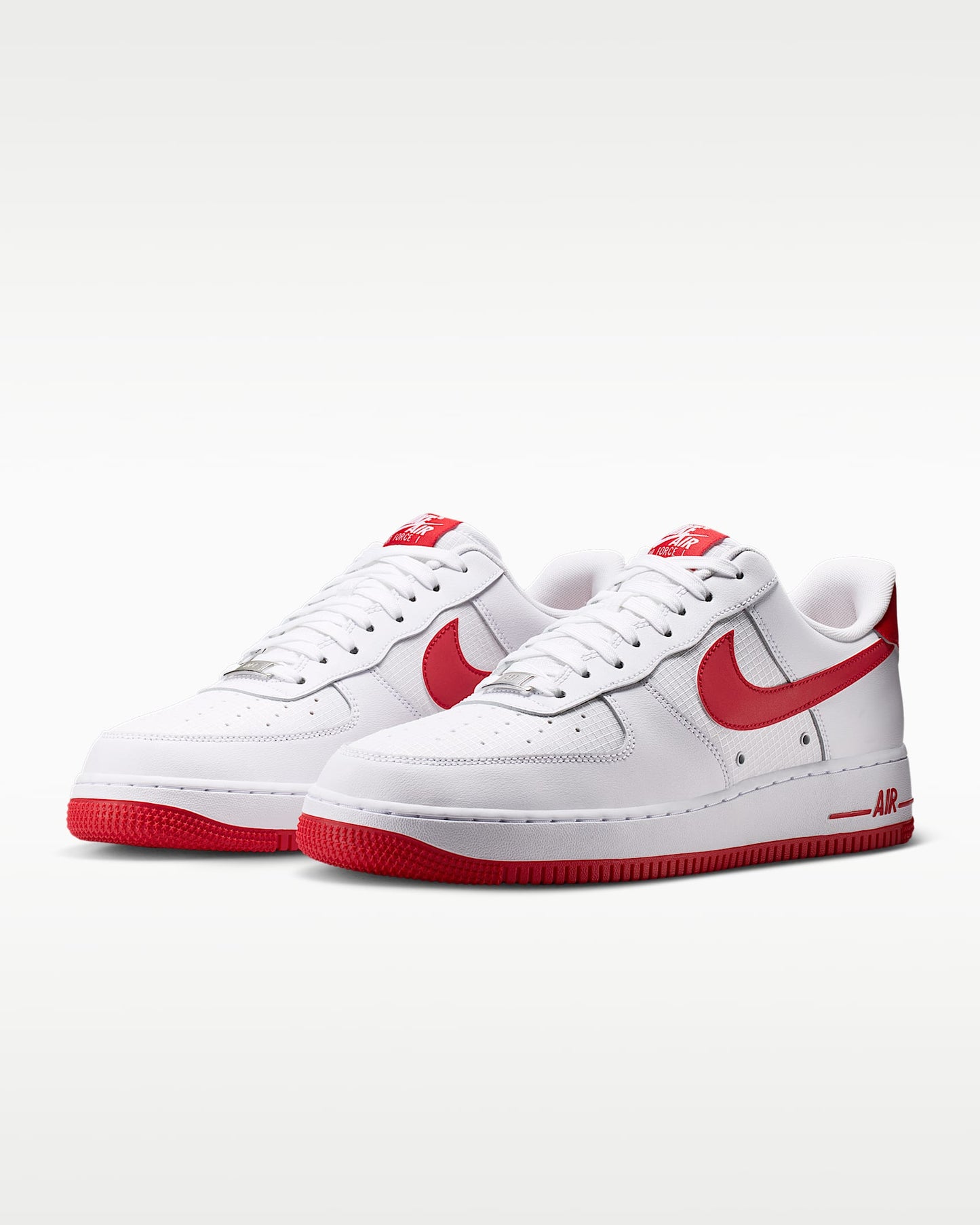 Nike Air Force 1 '07 White Red Swoosh Red Outsole Sneakers