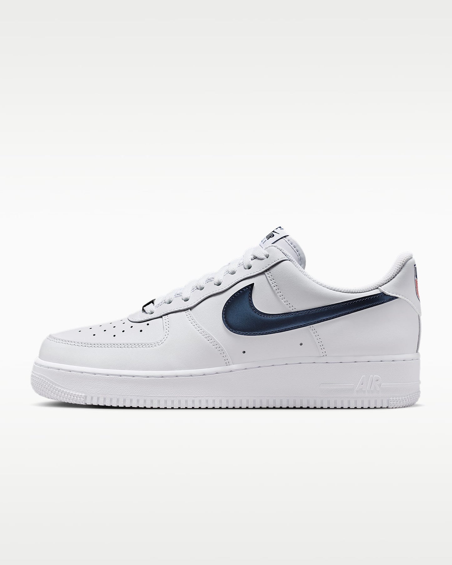 Nike Air Force 1 '07 White Navy Blue Satin Swoosh Sneakers