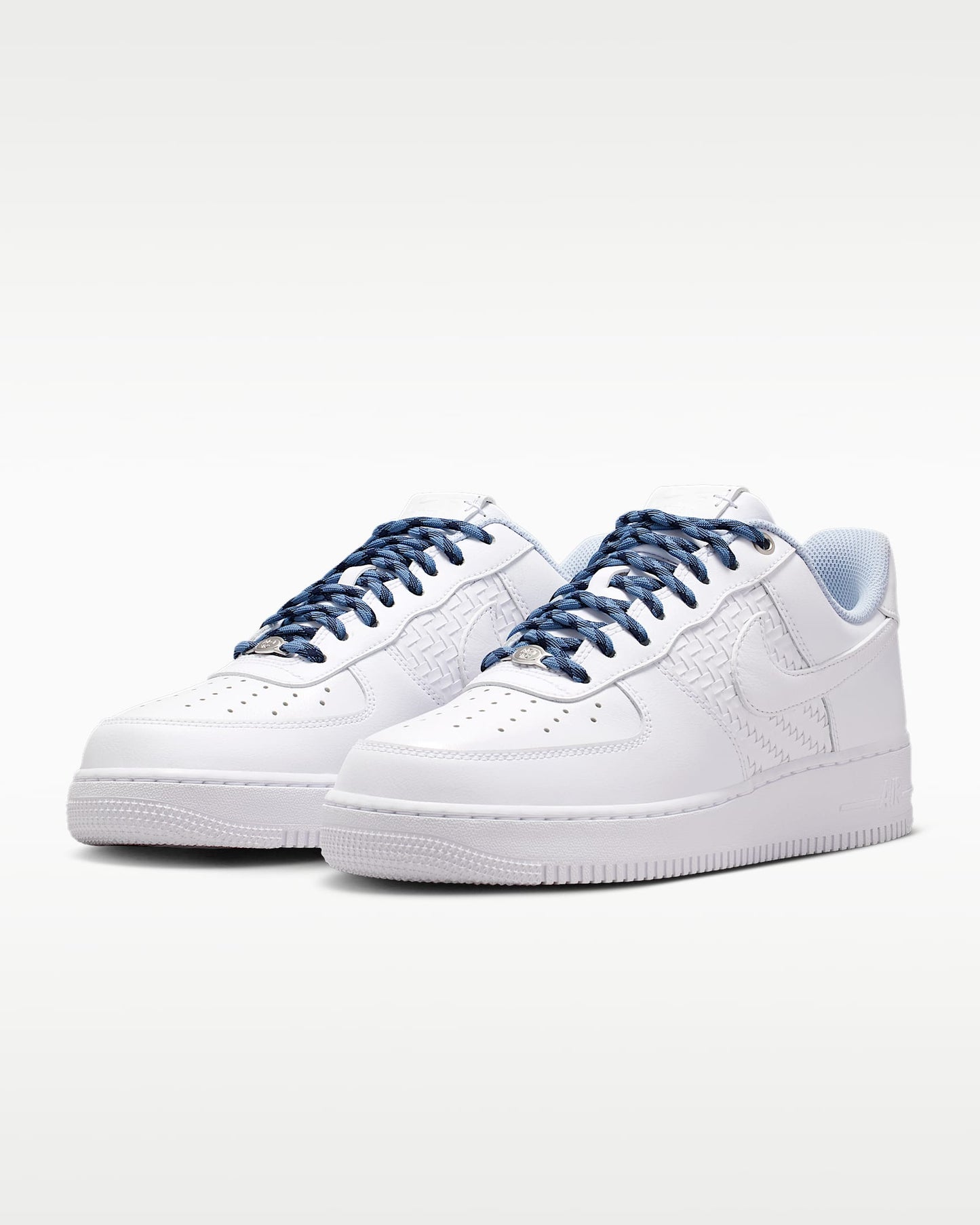 Nike Air Force 1 '07 White Woven Detail Blue Rope Laces Sneakers
