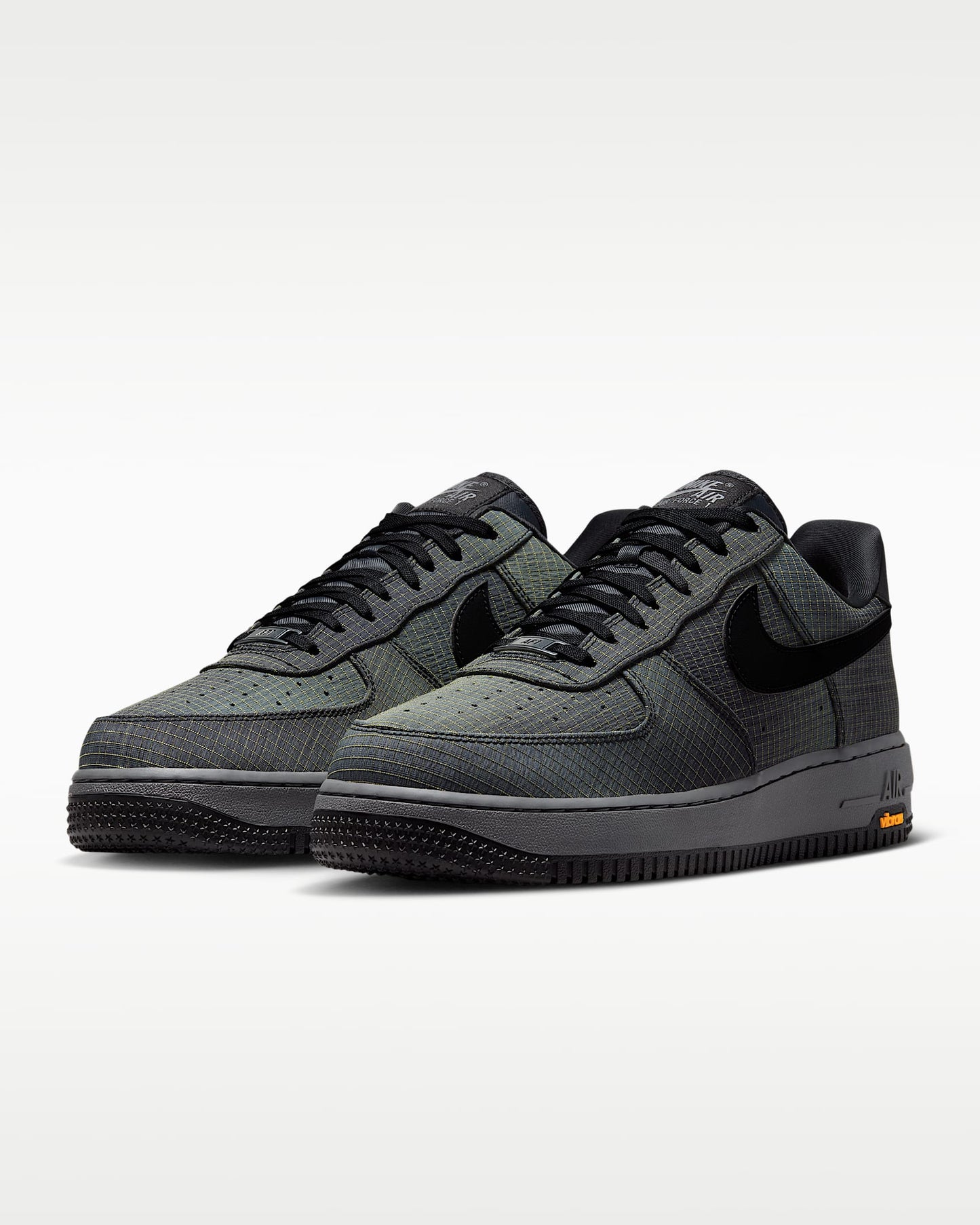 Nike Air Force 1 '07 Dark Grey Grid Fabric Vibram Outsole Sneakers