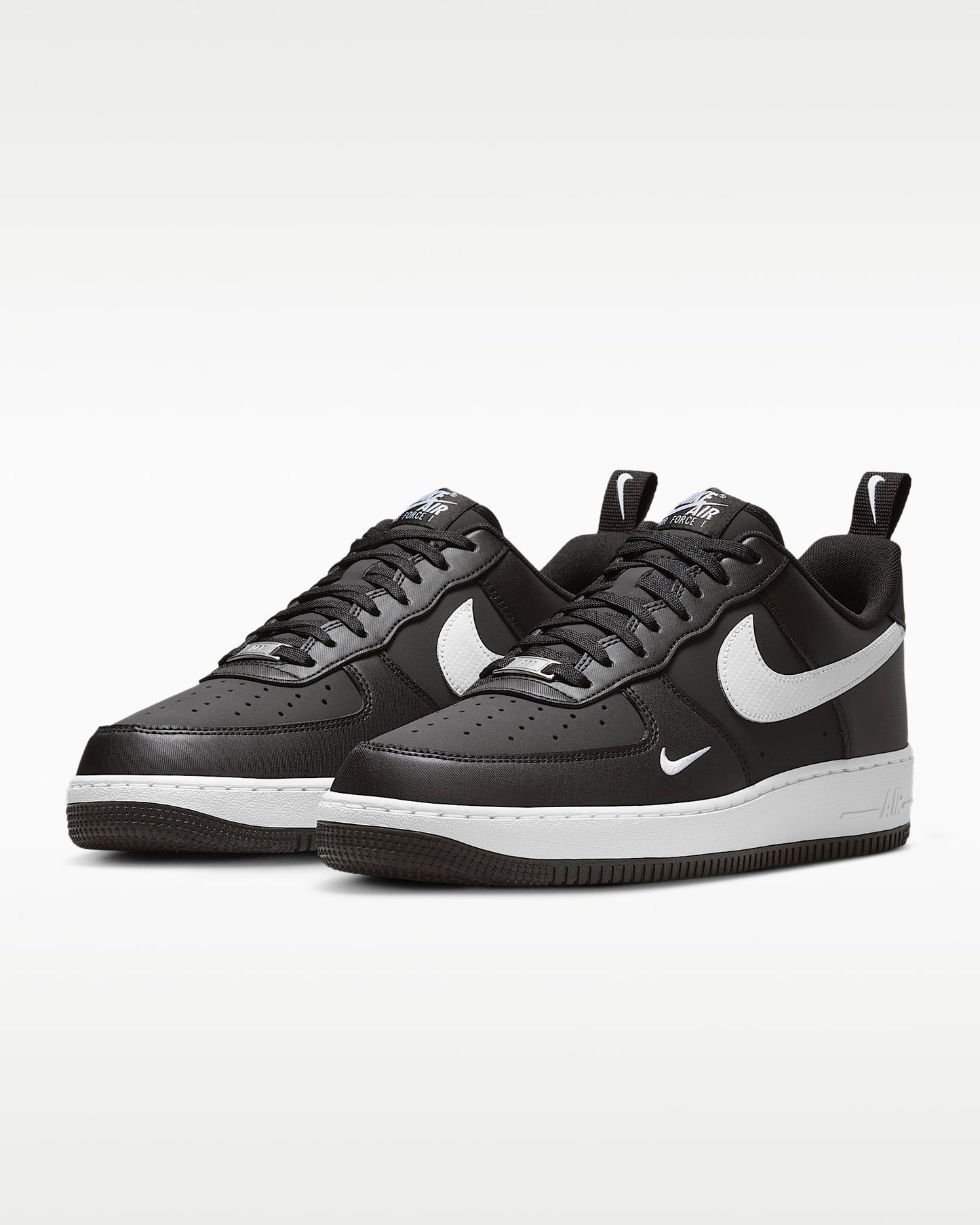 Nike Air Force 1 '07 Black White Mini Swoosh Sneakers